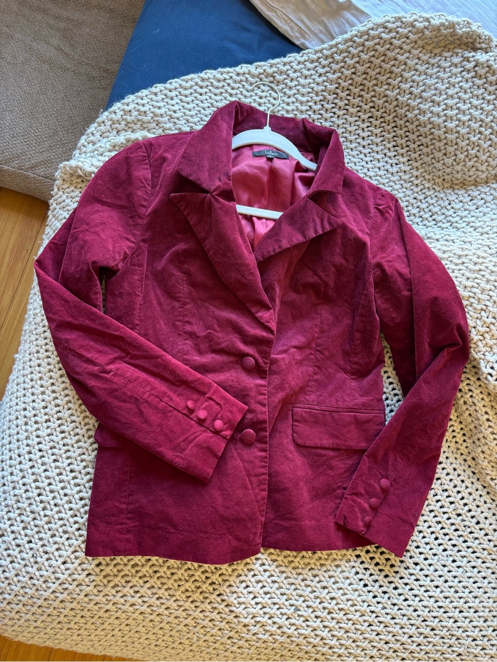 Women's Lulus Corduroy Blazer Jacket in Deep Wine